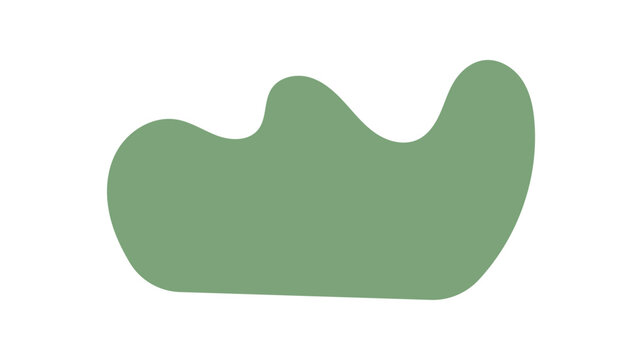 Simple green bush icon in flat style. Minimal shrub shape as soft foliage and greenery. Abstract hedge blob for nature banner, lawn label or eco backdrop in park environment and outdoor landscaping