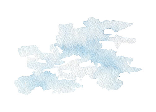 Watercolor spot like a blue sky isolated white background. Watercolor hand drawn illustration