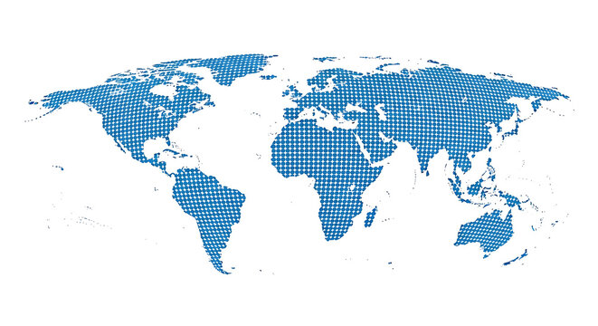 Digital world map formed by binary code zeros and ones with internet technology communication information connection computer background abstract software