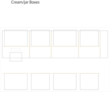 Printable template design for packaging cream or jar boxes with folding lines
