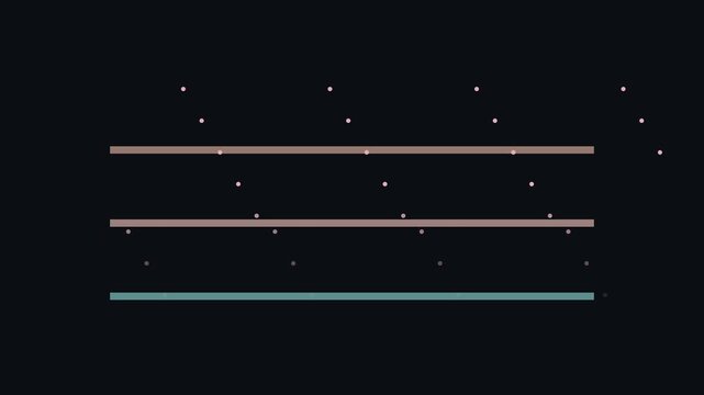Abstract minimalist motion with pulsing particles and horizontal lines animation 4k