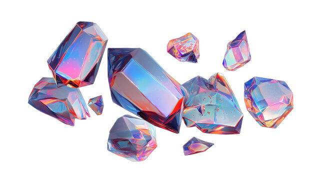 abstract crystal shapes isolated transparent background