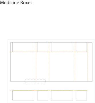 Vector layout template for designing customizable medicine packaging with multiple box designs