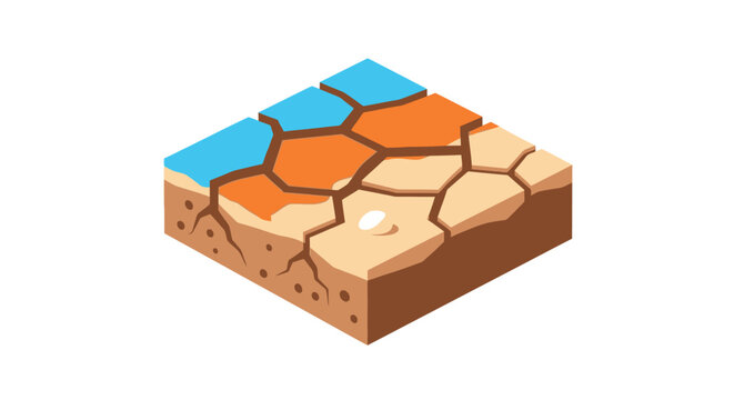Colorful hexagonal geological rock layers illustration.