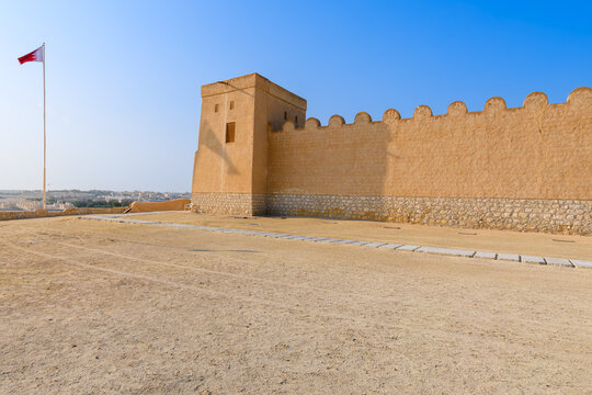 The Sheikh Salman bin Ahmed Al Fateh Fort, commonly known as Riffa Fort, overlooking the Hunainiya valley in Riffa Bahrain.
