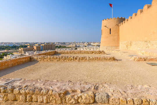 The Sheikh Salman bin Ahmed Al Fateh Fort, commonly known as Riffa Fort, overlooking the Hunainiya valley in Riffa Bahrain.