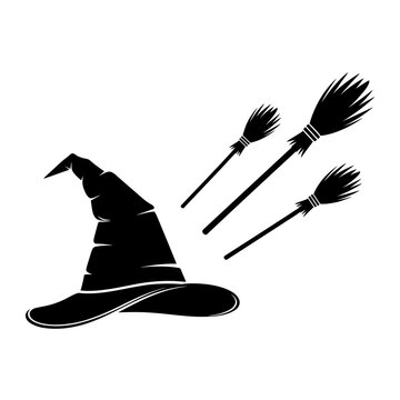 Halloween Witch Hat with Broomsticks