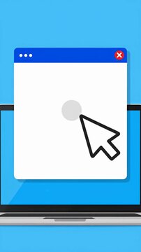 Laptop icon with blank browser window on blue background.