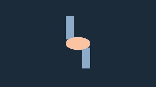 Minimalist abstract motion with rotating oval and vertical bars on dark animation 4k background geometric