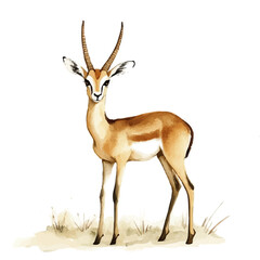 Gazelle, watercolor clipart vector, isolated on a white background. © azendia