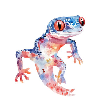 Gecko, watercolor illustration vector, isolated on a white background.