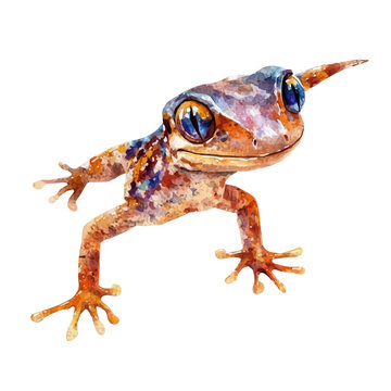 Gecko, watercolor clipart vector, isolated on a white background.