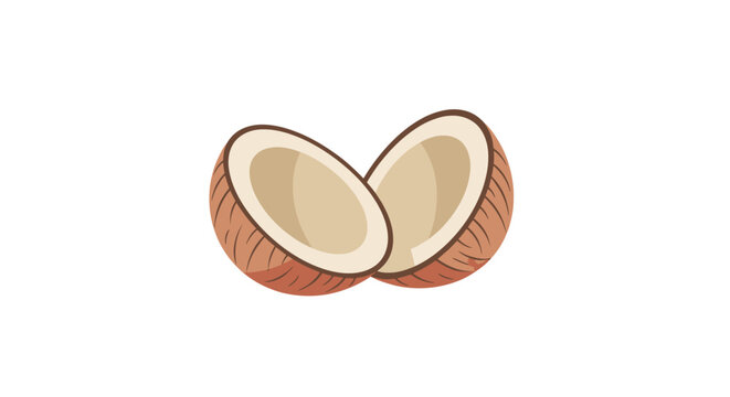 Freshly cut coconut halves with white flesh exposed.