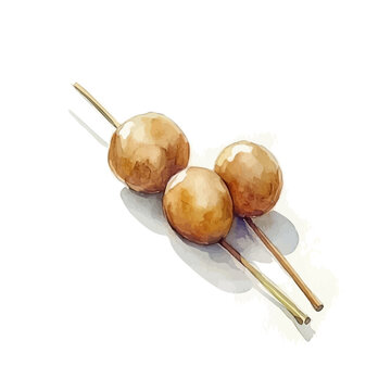 Dango, watercolor vector, isolated on a white background.