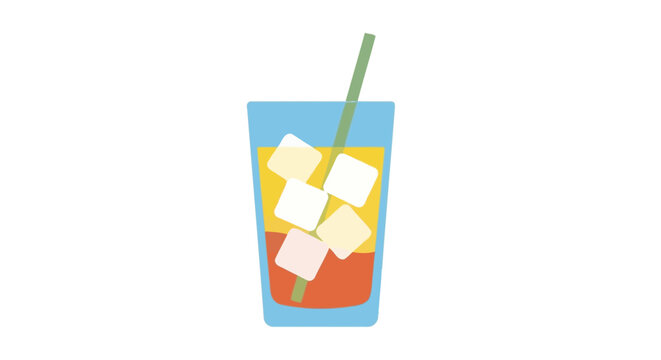 Refreshing glass of iced tea with lemon and ice cubes.