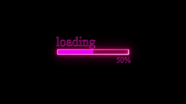 Loading bar and Progress bar 0 to 100 animation and neon loading frame on black background. change concept. Loading bar from 2024 animation. Loading bar