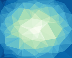 Obraz premium Abstract Delaunay Triangulation Pattern in Blue and Green, Low Poly Geometric Mesh Representing Digital Network and Scientific Data Visualization