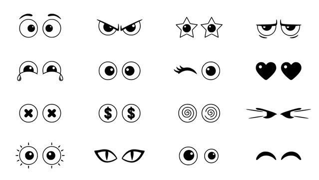 Cartoon Eyes in Various Playful and Expressive Styles Featuring Illustration, Design, Vector with Symbol and Art Elements