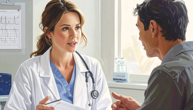 Doctor and patient talking in medical office