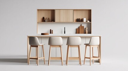 Fototapeta premium Clean modern kitchen space with warm wood accents