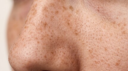 Fototapeta premium Close up macro shot of human skin with freckles and pores
