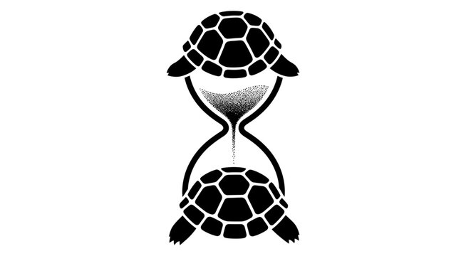 Hourglass formed by two turtles facing each other.
