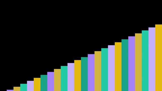 Abstract geometric motion animation 4k background, with colorful vertical, bars moving in, diagonal patterns