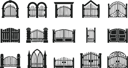 Obraz premium Collection of various gate designs and styles