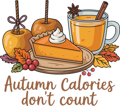 Pumpkin Pie and Hot Drink Autumn Quote Design
