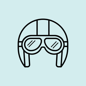 Vintage Pilot Flight Helmet and Goggles Icon