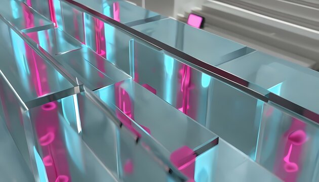 Modern abstract tech background of fluorescent neon gas trapped in acrylic tubes