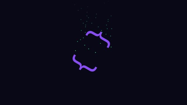 Animated coding curly brackets with digital data particles motion animation 4k programming software development