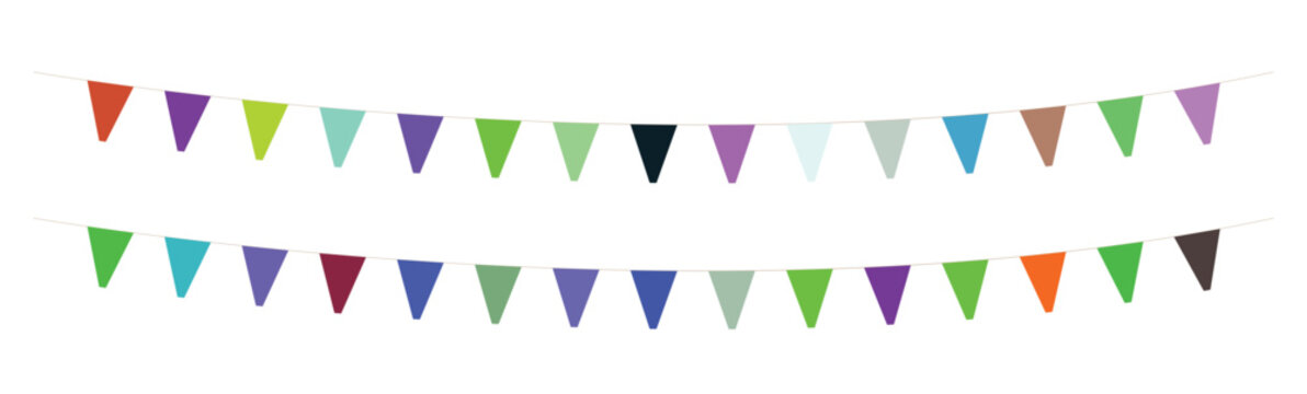  Original name(s): Bunting flag garlands with colorful triangular pennants for party and festival decoration