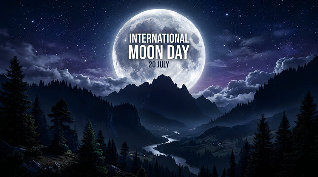 International moon day on july 20th celebratory nighttime landscape
