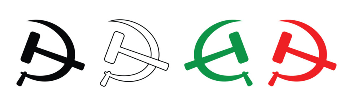 Collection of hammer and sickle symbols in various colors