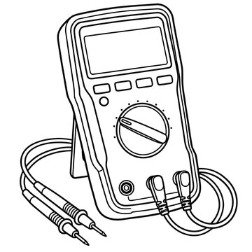 digital multimeter tester voltage diagnostics tool vector line art icon