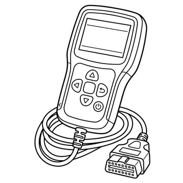 automotive obd2 diagnostic scanner reader tool vector line art icon