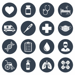 Fototapeta premium Medical Health Care Icons Symbols.