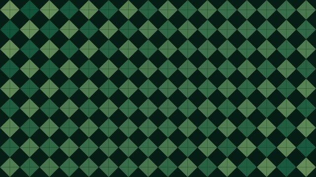 Green argyle pattern motion background, seamless geometric diamond shape animation 4k