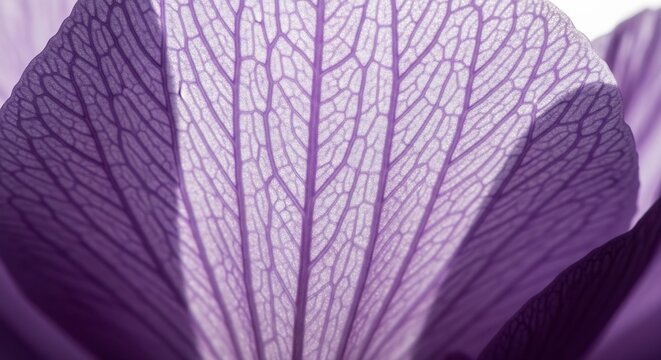 Close up of a delicate purple iris petal showing intricate vein patterns.