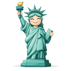 Obraz premium Smiling Statue of Liberty Holding Torch on Liberty Island