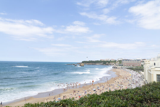 Crowded Beach in Biarritz, France