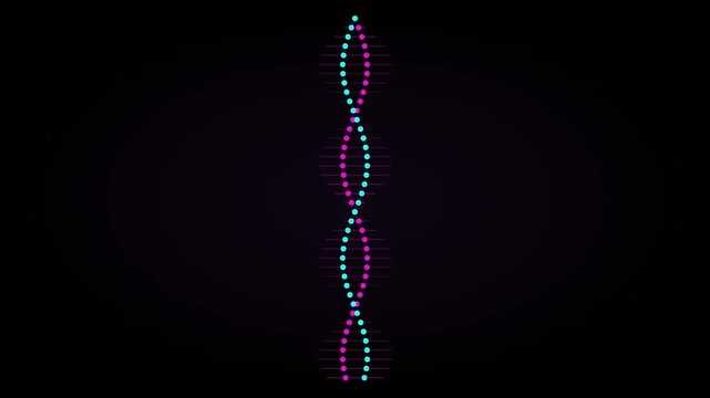 Neon dna helix animation: rotating digital genetic structure for science and technology concepts 4k genetics