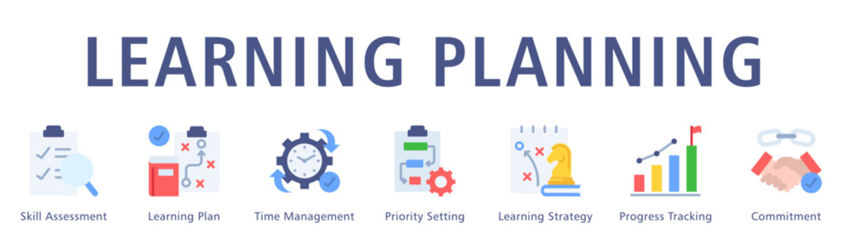 Learning Planning Web Banner  icon vector illustration concept