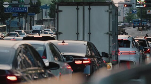 Heavy traffic jam in seoul south korea
