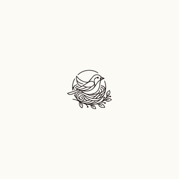 Bird nest logo icon design template vector illustration