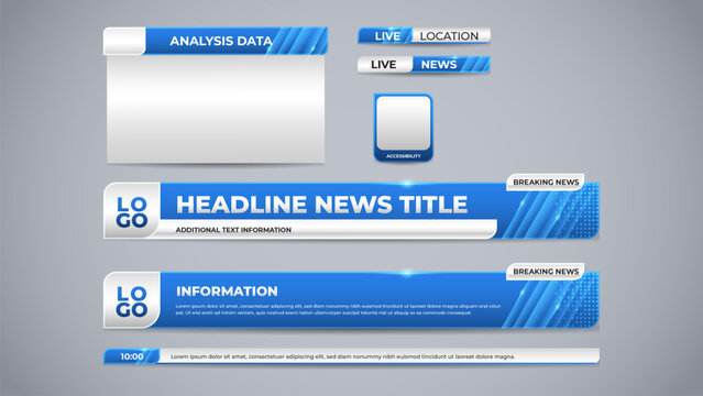 blue kit lower third with variation headline panel for live coverage template