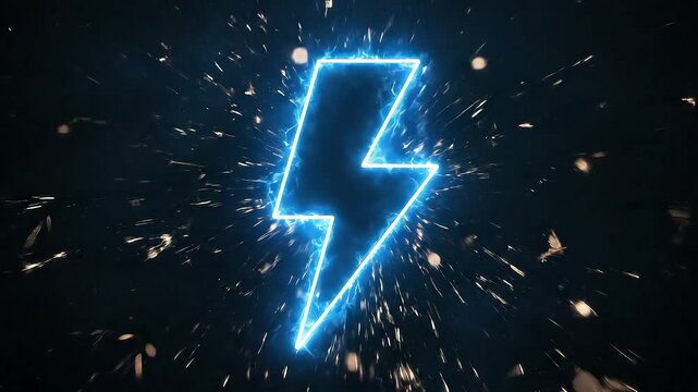Abstract dark lightning bolt icon glowing with electrical energy electricity power charge glow