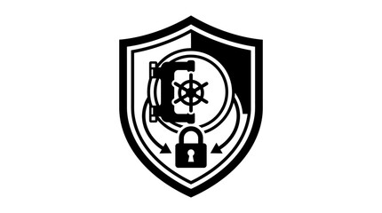 Fototapeta premium Bank vault security shield lock symbol