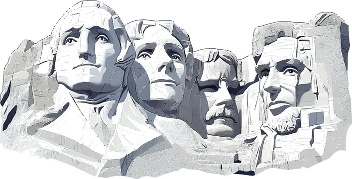 Mount Rushmore Presidential Sculpture Isolated on White
